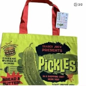 NEW Trader Joes Pickle Green Tote Bag NWT